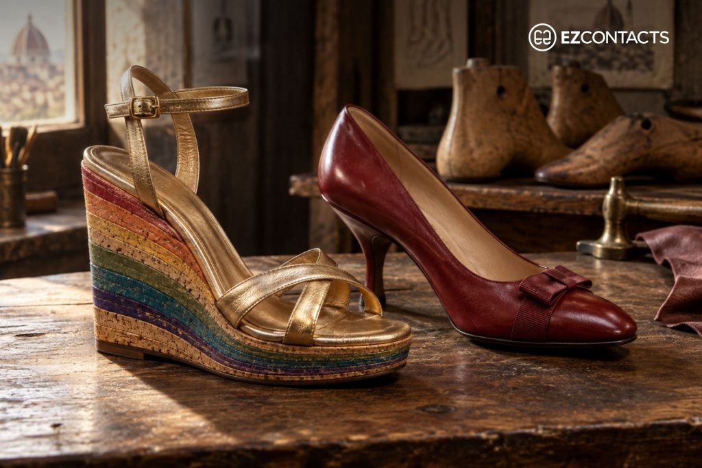 Ferragamo High Heels in Rainbow and Burgundy