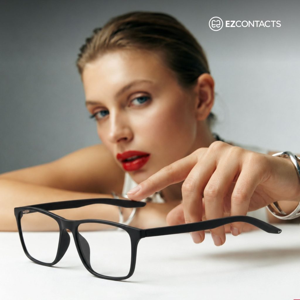 Woman with glasses frames