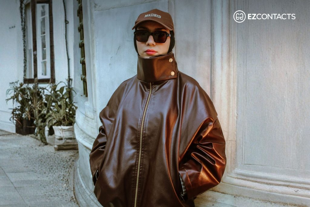 Woman in brown jacket