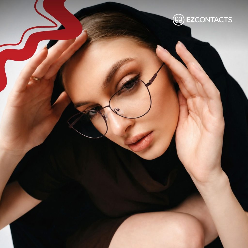Woman Wearing Oversized Cat-Eye Glasses