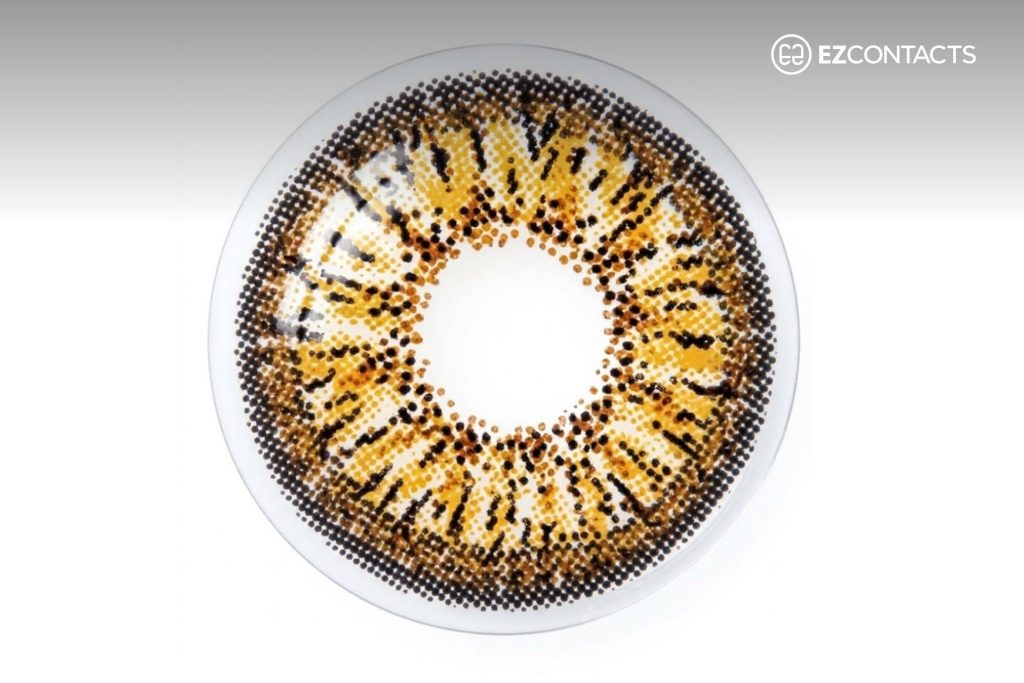 Close-Up of What Most Lenses Sold as “Gold Contact Lenses” Look Like