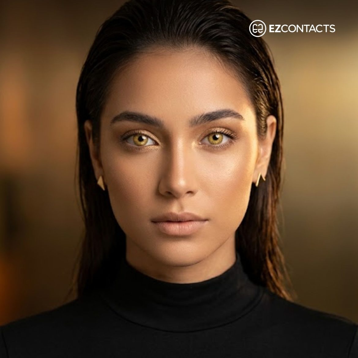 Woman Wearing Gold Contacts