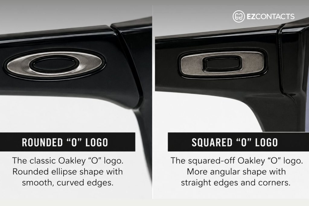 Comparison of the two main Oakley frame logos