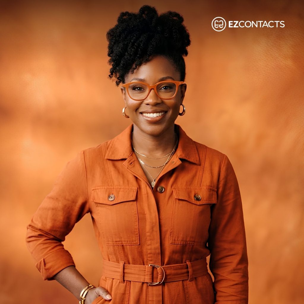 Woman in Orange Jumpsuit and Orange Glasses