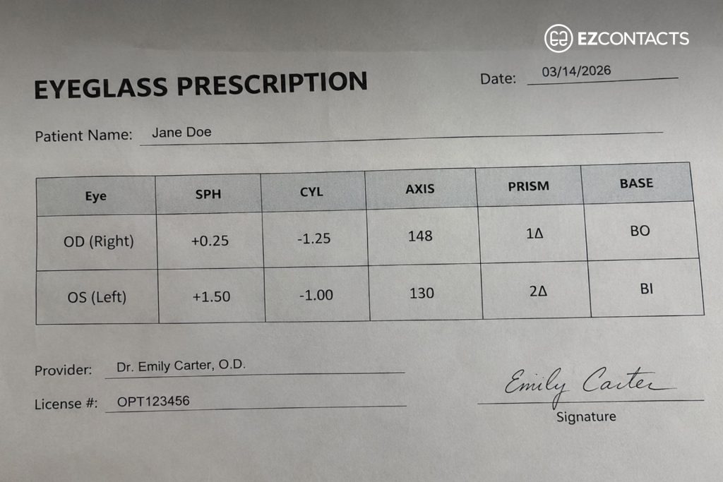 Example of a Prism Prescription
