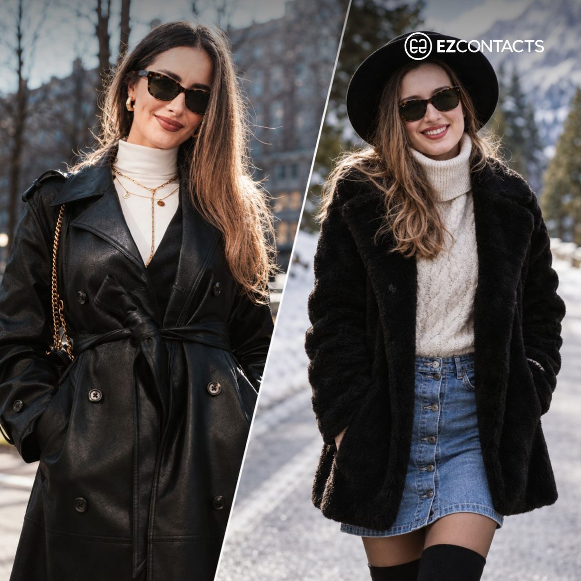 Two Women Wearing Stylish Winter Outfits