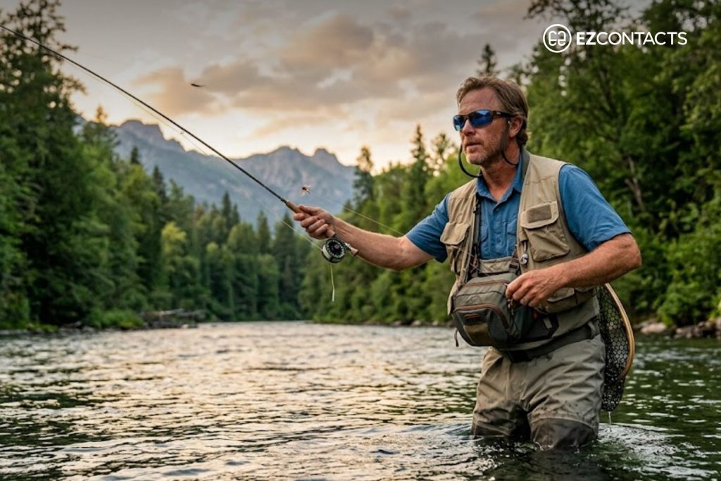 Man Fishing Wearing Photochromic Sports Glasses