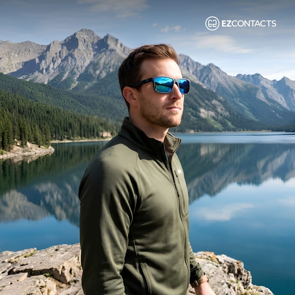 Man Wearing Sunglasses In Front of a Lake