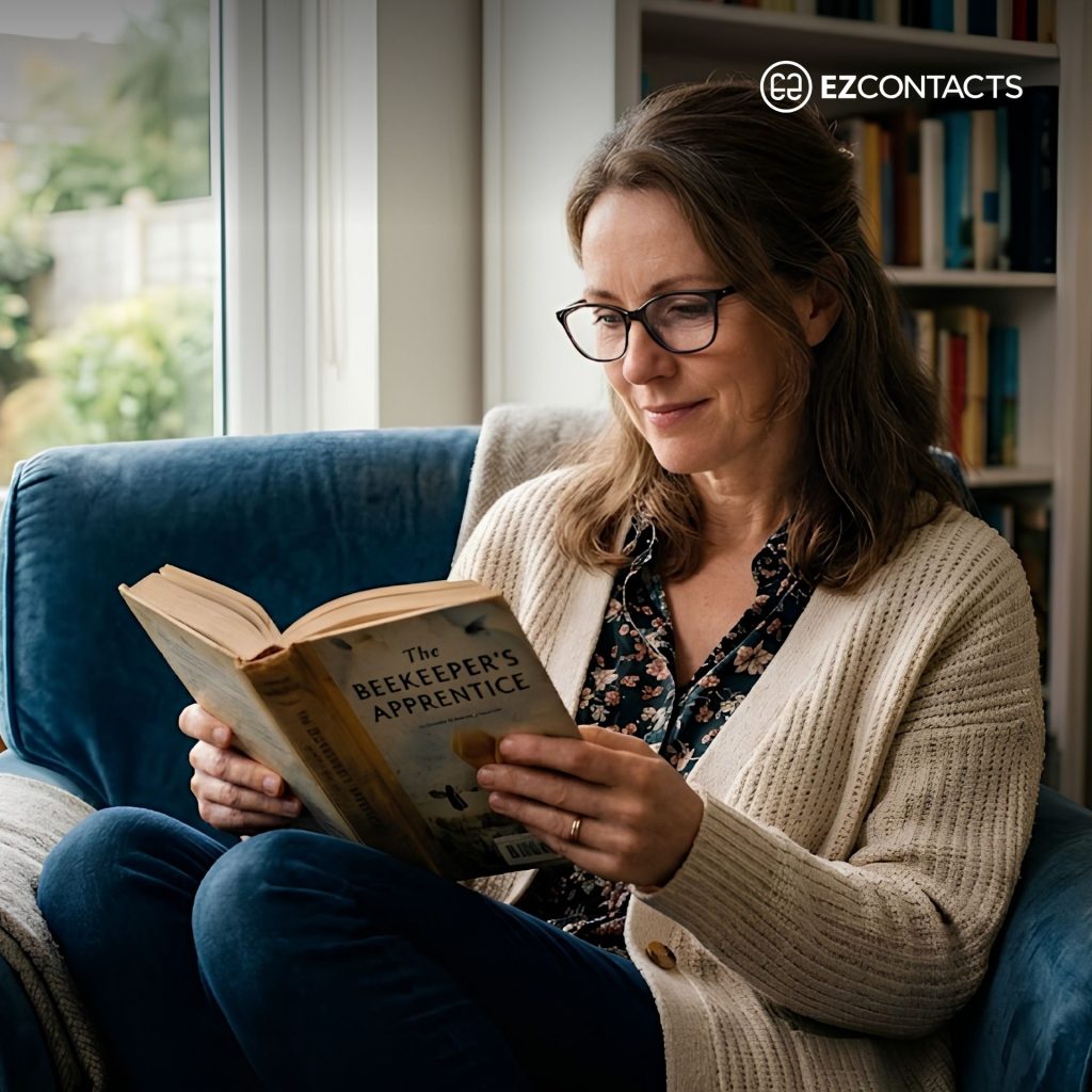 Woman Wearing Glasses and Reading a Book